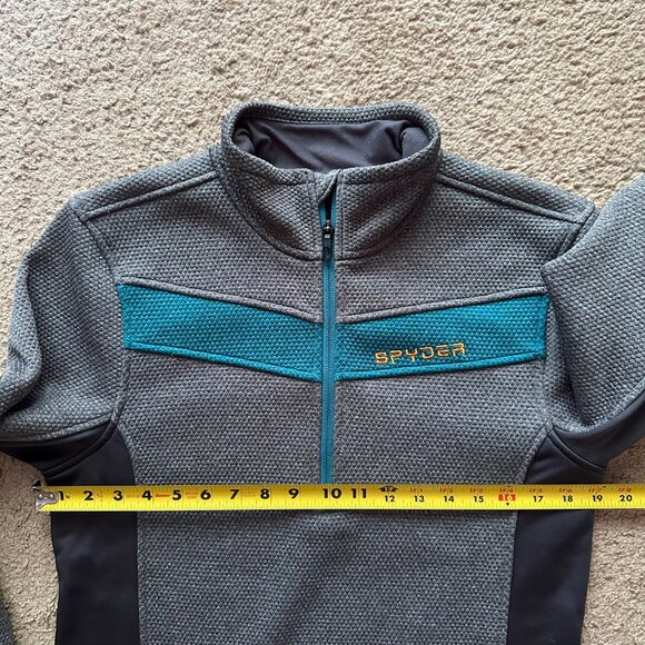Spyder Sweater Mens Small 1/4 Zip Mock Neck Fleece Grey Long Sleeve - Picture 6 of 11